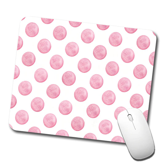 Light Pink Polka Dots White Background Low Profile Mouse Pad Mat