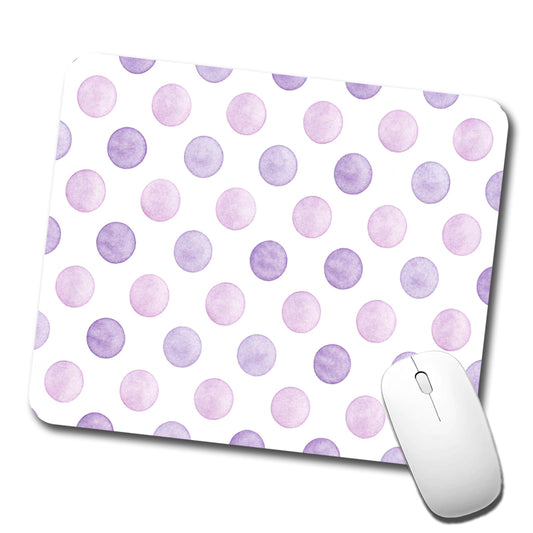 Light Purple Polka Dots White Background Low Profile Mouse Pad Mat