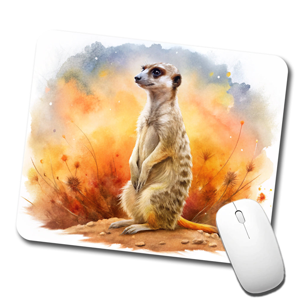 Meerkat African Plain Beautiful Watercolor Low Profile Mouse Pad Mat