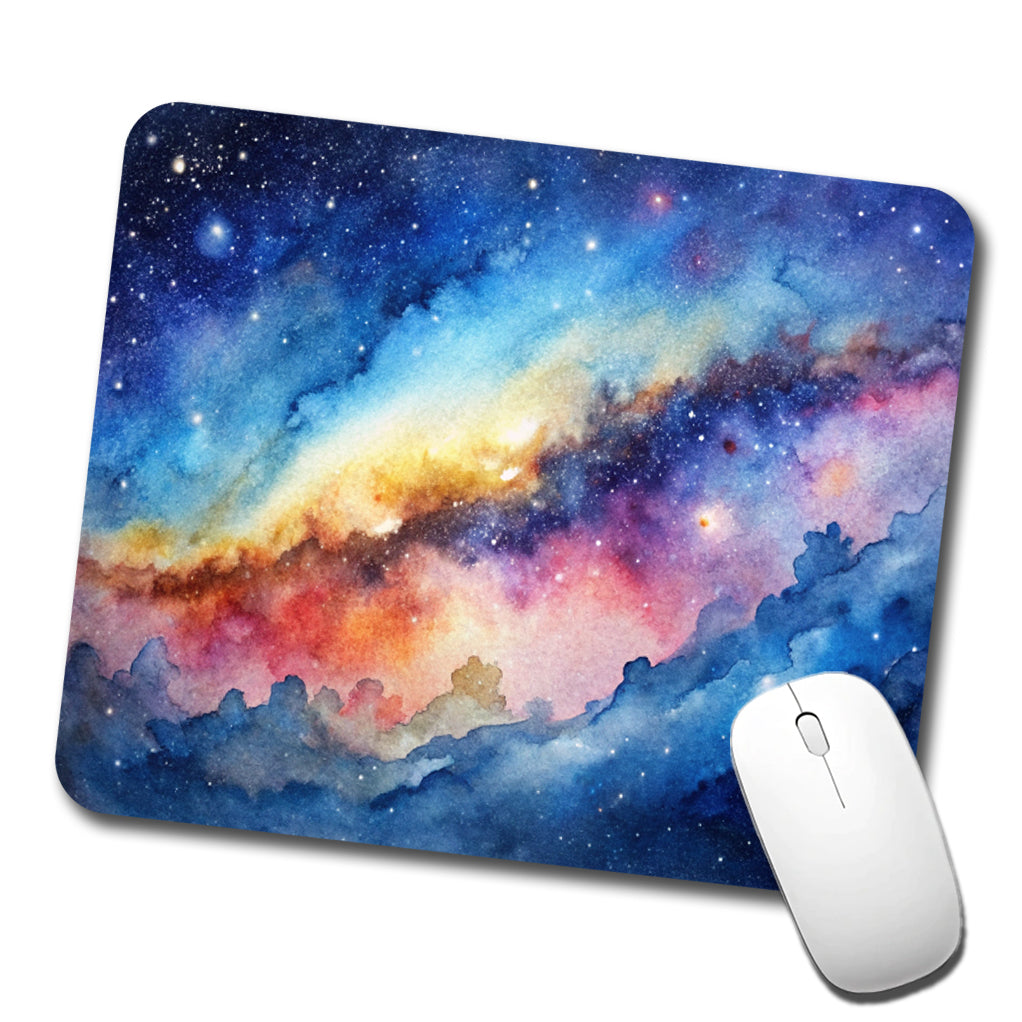 Milky Way Space Watercolor Design Stars Low Profile Mouse Pad Mat