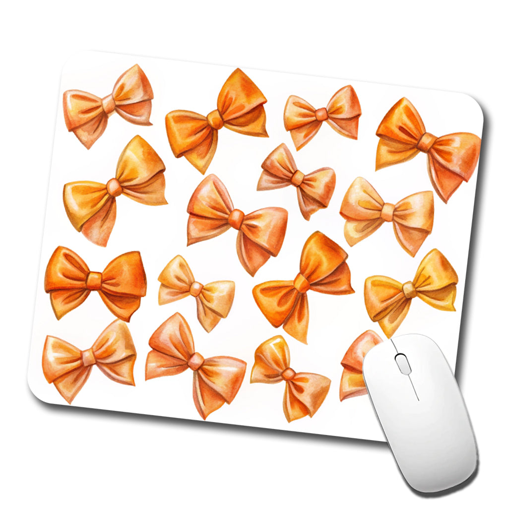 Orange Scattered Coquette Bows Watercolor Low Profile Mouse Pad Mat