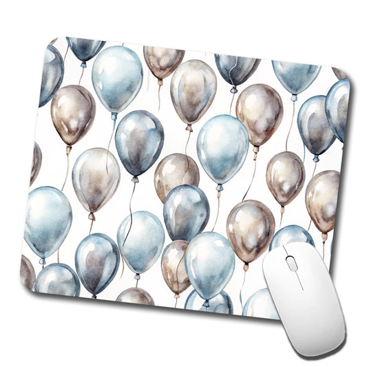 Silver Balloons Watercolor Birthday Anniversary Low Profile Mouse Pad Mat
