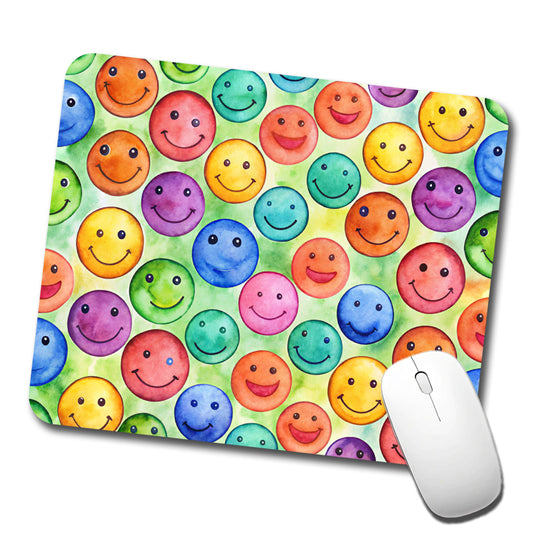 Smile Faces Watercolor Low Profile Mouse Pad Mat