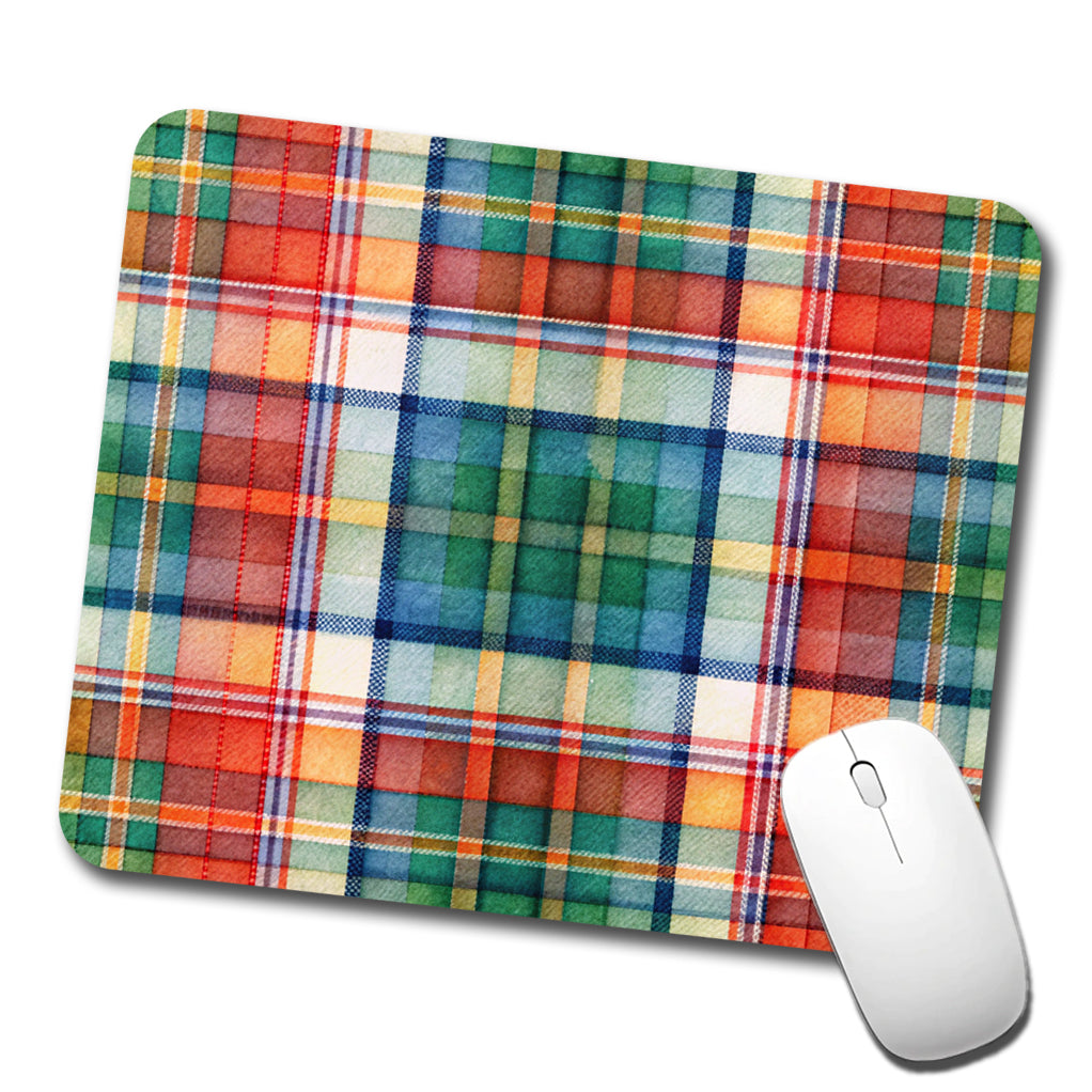 Tartan Plaid Watercolor Low Profile Mouse Pad Mat