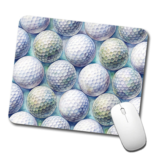 White Golf Balls Watercolor Low Profile Mouse Pad Mat