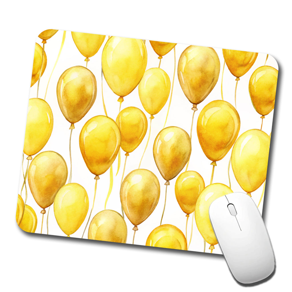 Yellow Balloons Watercolor Low Profile Mouse Pad Mat