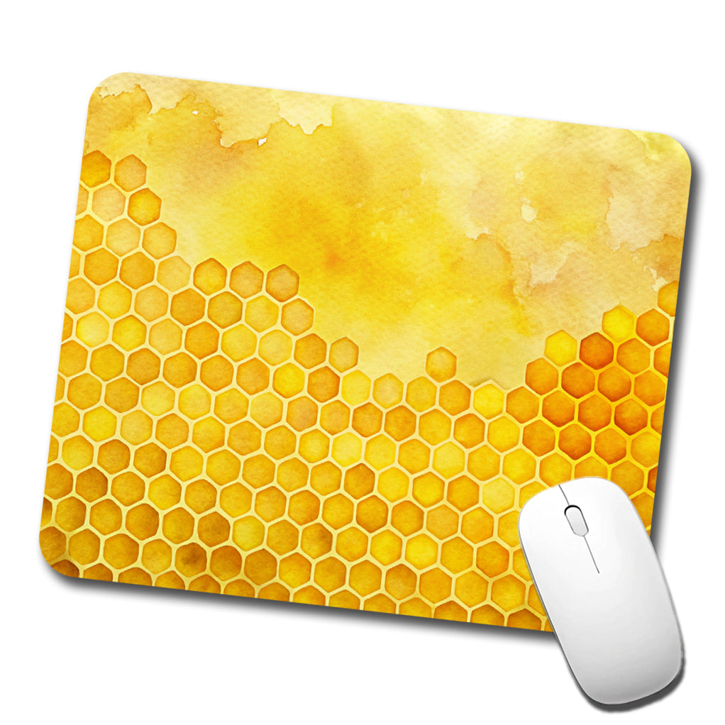 Yellow Honeycomb Background Watercolor Low Profile Mouse Pad Mat