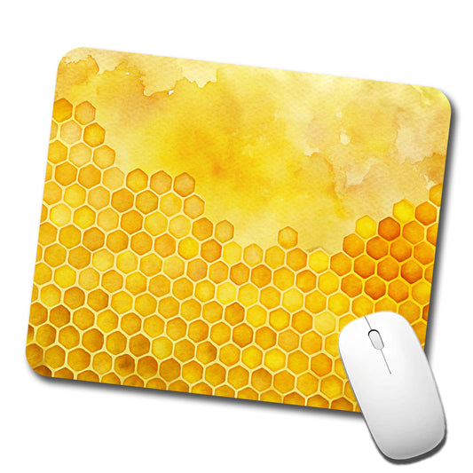 Yellow Honeycomb Background Watercolor Low Profile Mouse Pad Mat