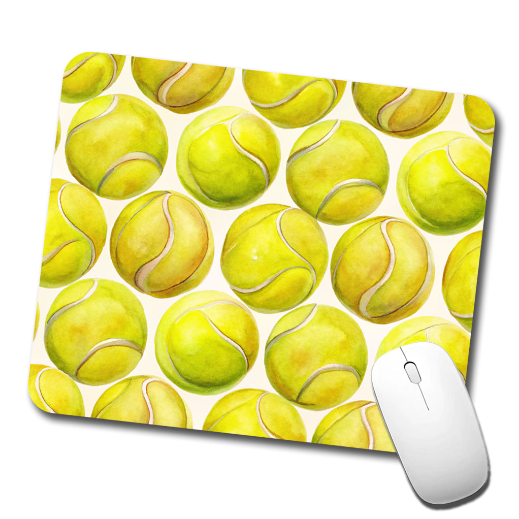 Yellow Tennis Balls Watercolor Low Profile Mouse Pad Mat