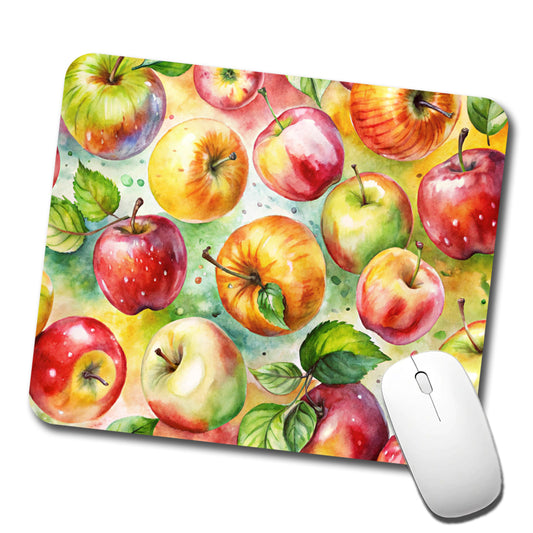 Apples Fruit Watercolor Low Profile Mouse Pad Mat