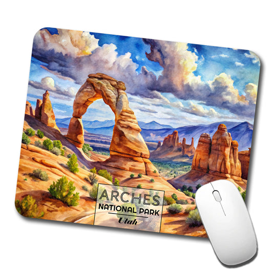 Arches National Park Utah Watercolor Low Profile Mouse Pad Mat