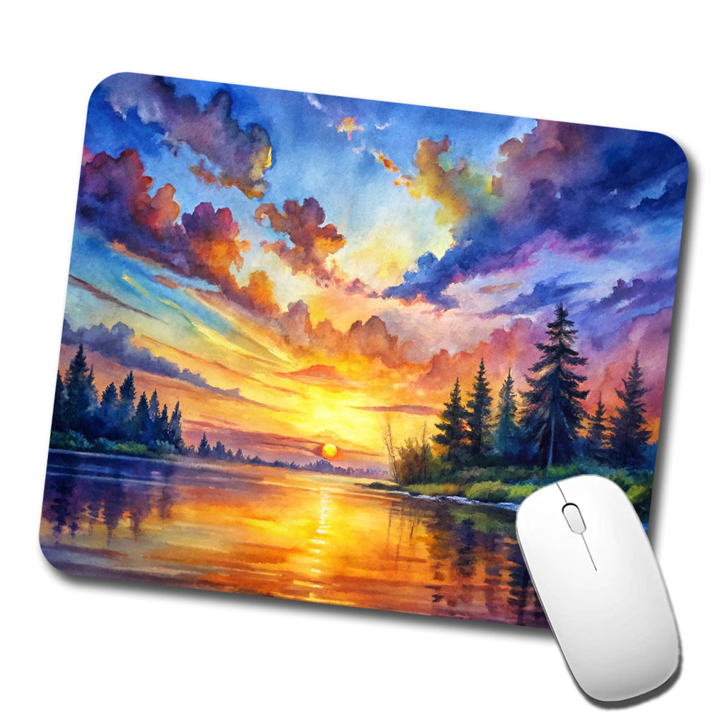 Beautiful Sunrise Watercolor Low Profile Mouse Pad Mat