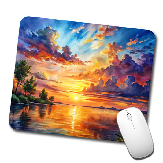 Beautiful Sunset Watercolor Low Profile Mouse Pad Mat