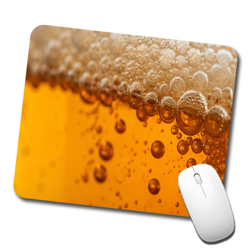 Beer Lager Closeup Foam On Top Funny Low Profile Mouse Pad Mat