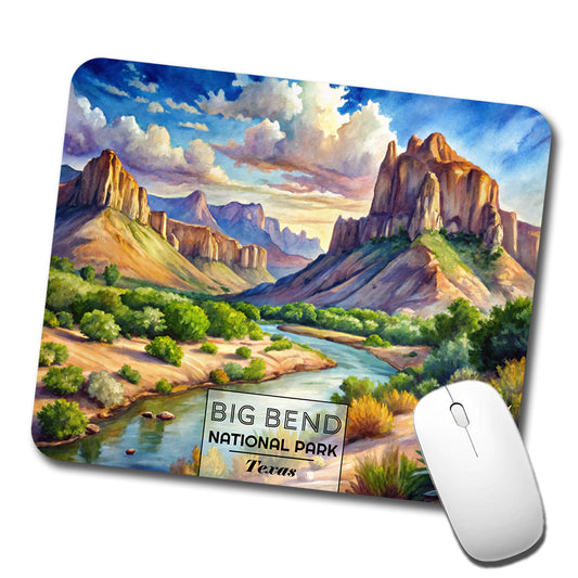 Big Bend National Park Texas Watercolor Low Profile Mouse Pad Mat