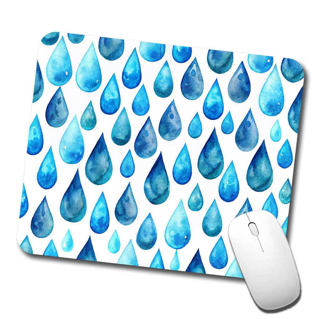 Blue Water Droplets Repeating Low Profile Mouse Pad Mat