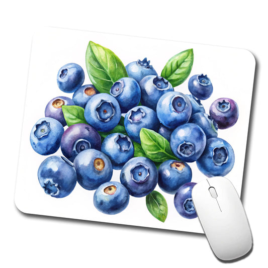 Blueberries Fruit Watercolor Low Profile Mouse Pad Mat