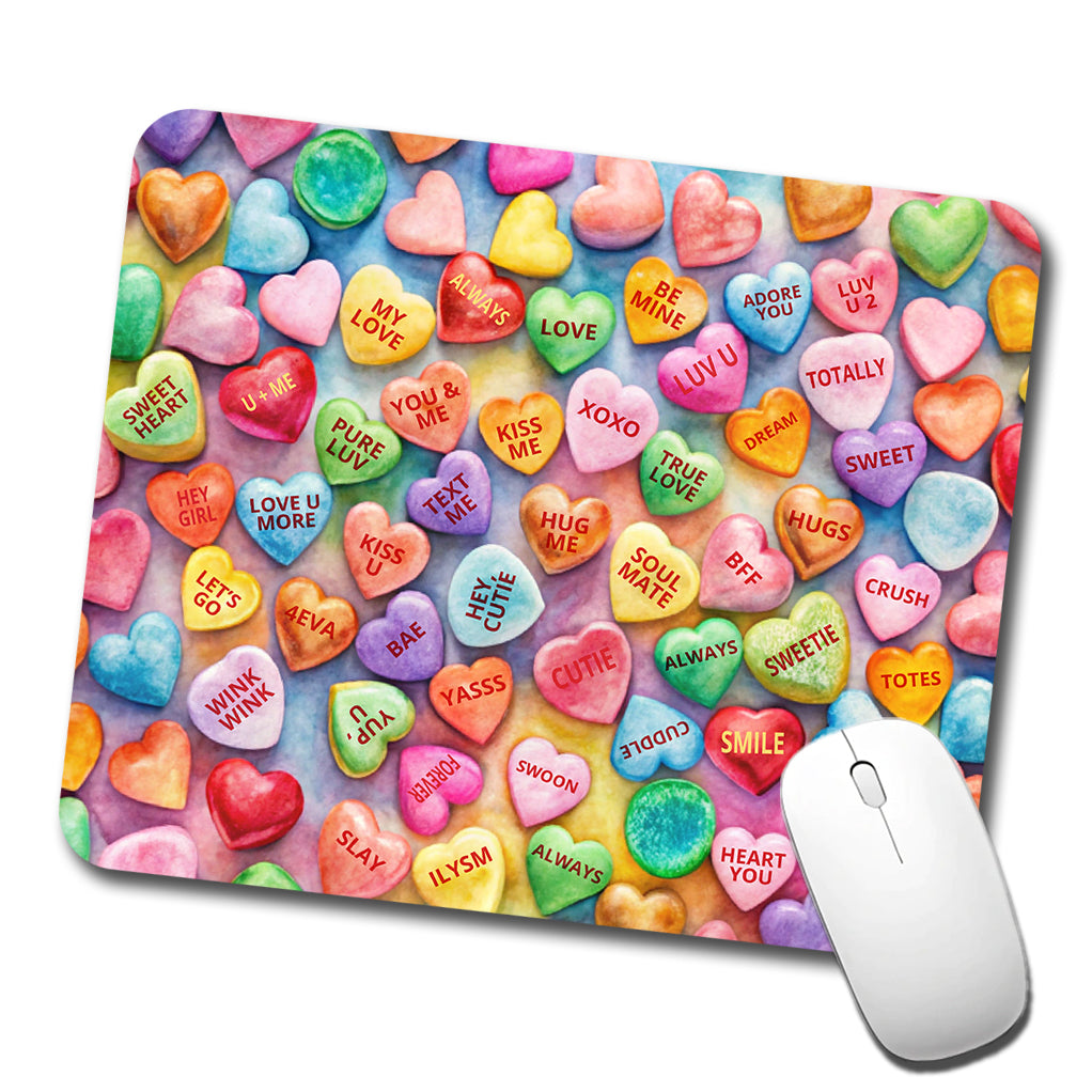 Candy Conversation Hearts Candy Valentine's Day Love Low Profile Mouse Pad Mat