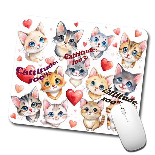 Cattitude 100 Percent Funny Cat Lovers Low Profile Mouse Pad Mat