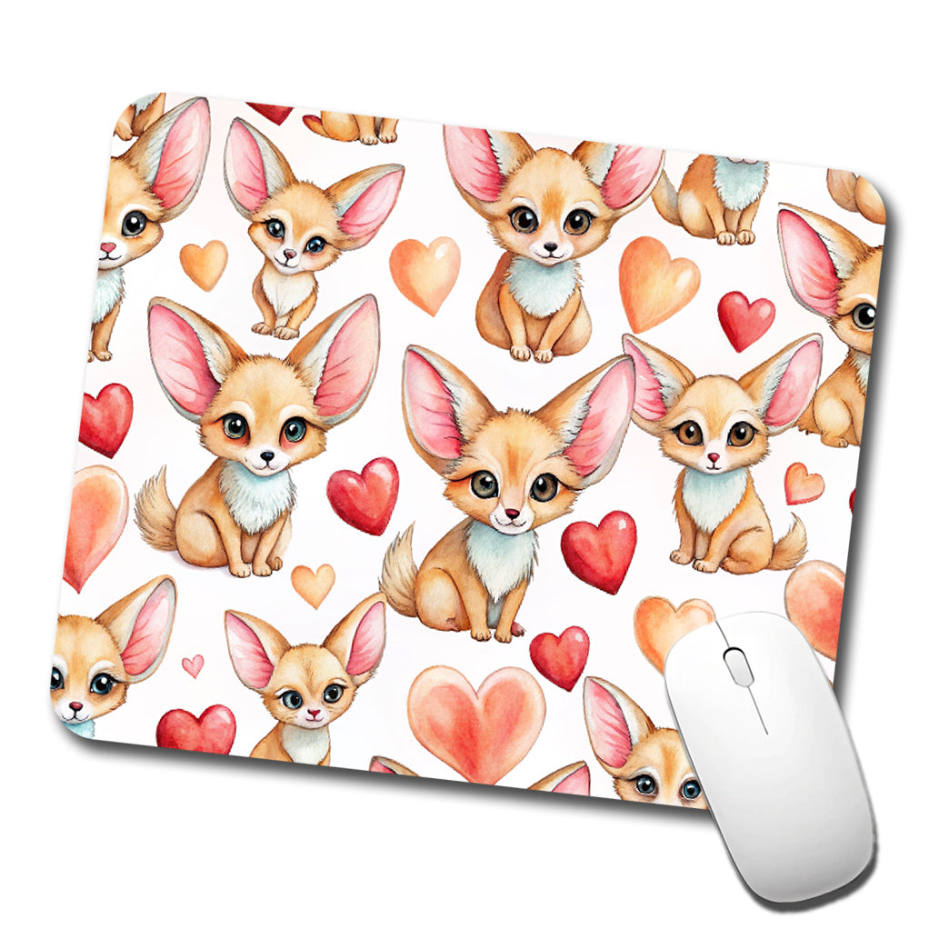 Chibi Fenec Foxes And Hearts Low Profile Mouse Pad Mat