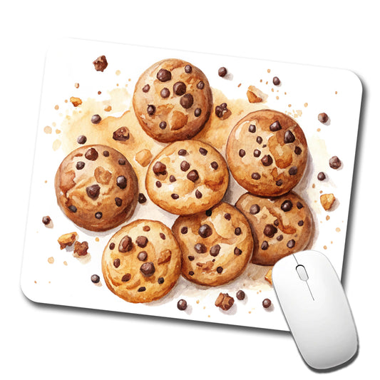 Chocolate Chip Cookies Watercolor Low Profile Mouse Pad Mat