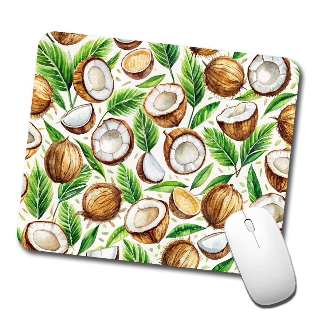 Coconut Pattern Watercolor Low Profile Mouse Pad Mat