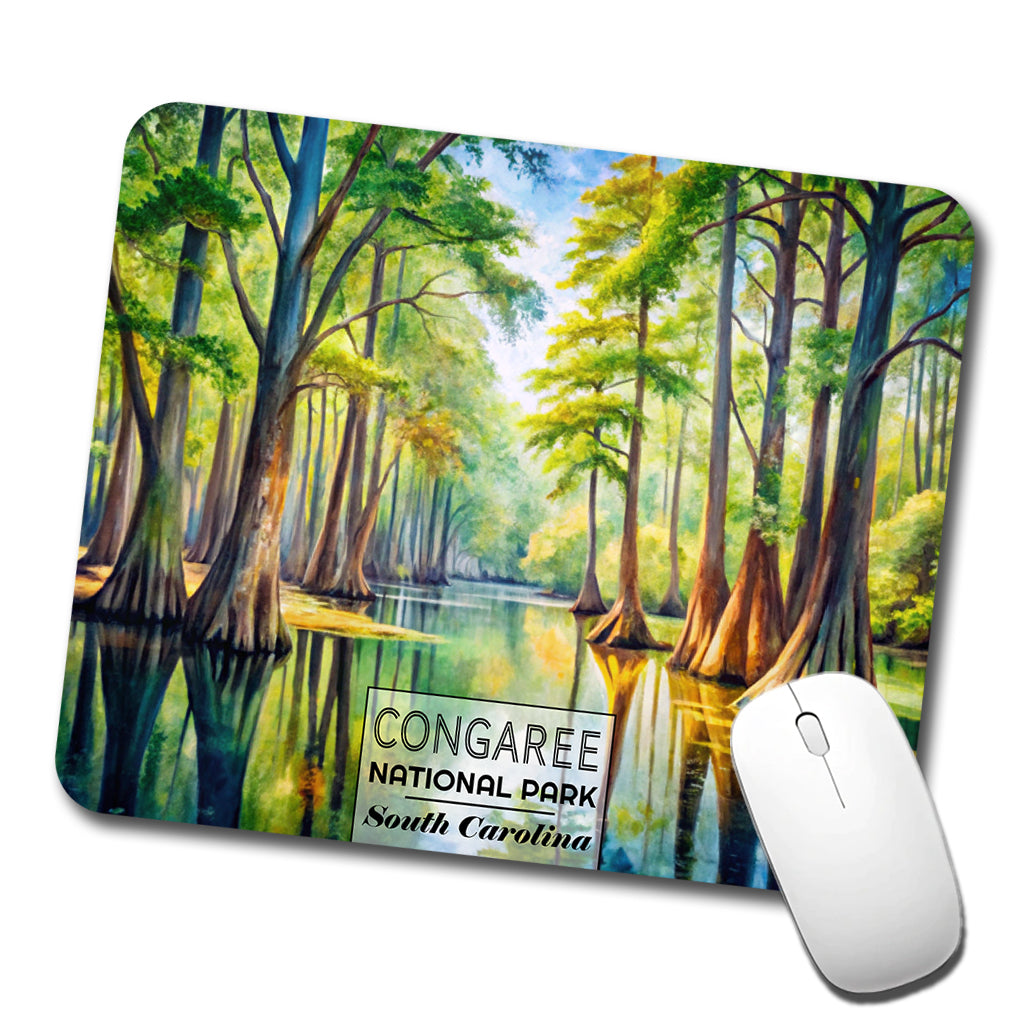 Congaree National Park South Carolina Watercolor Low Profile Mouse Pad Mat