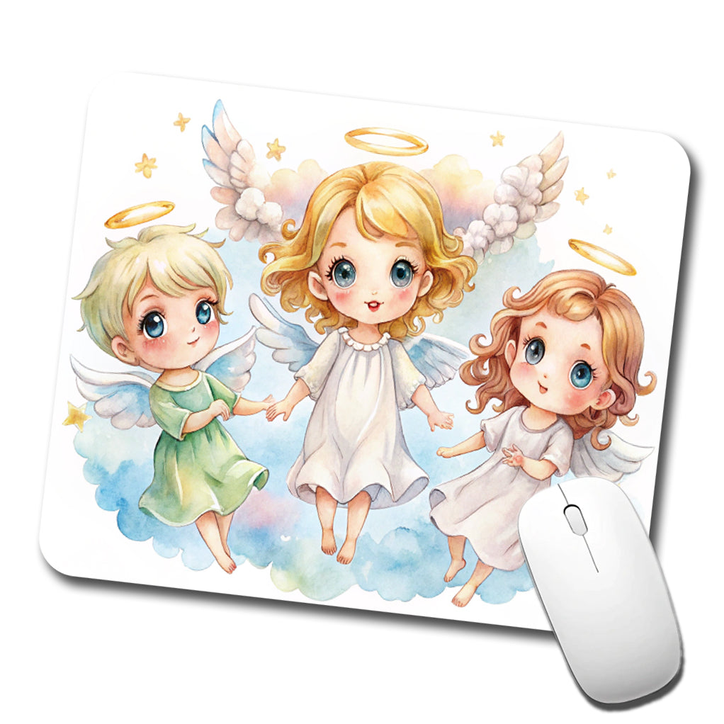 Cute Angels Watercolor Low Profile Mouse Pad Mat