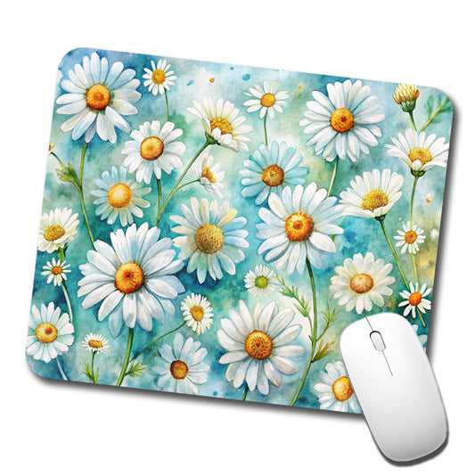 Daisies Daisy Flowers Watercolor Low Profile Mouse Pad Mat