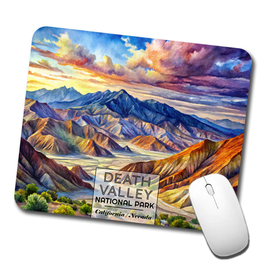 Death Valley National Park California Nevada Watercolor Low Profile Mouse Pad Mat