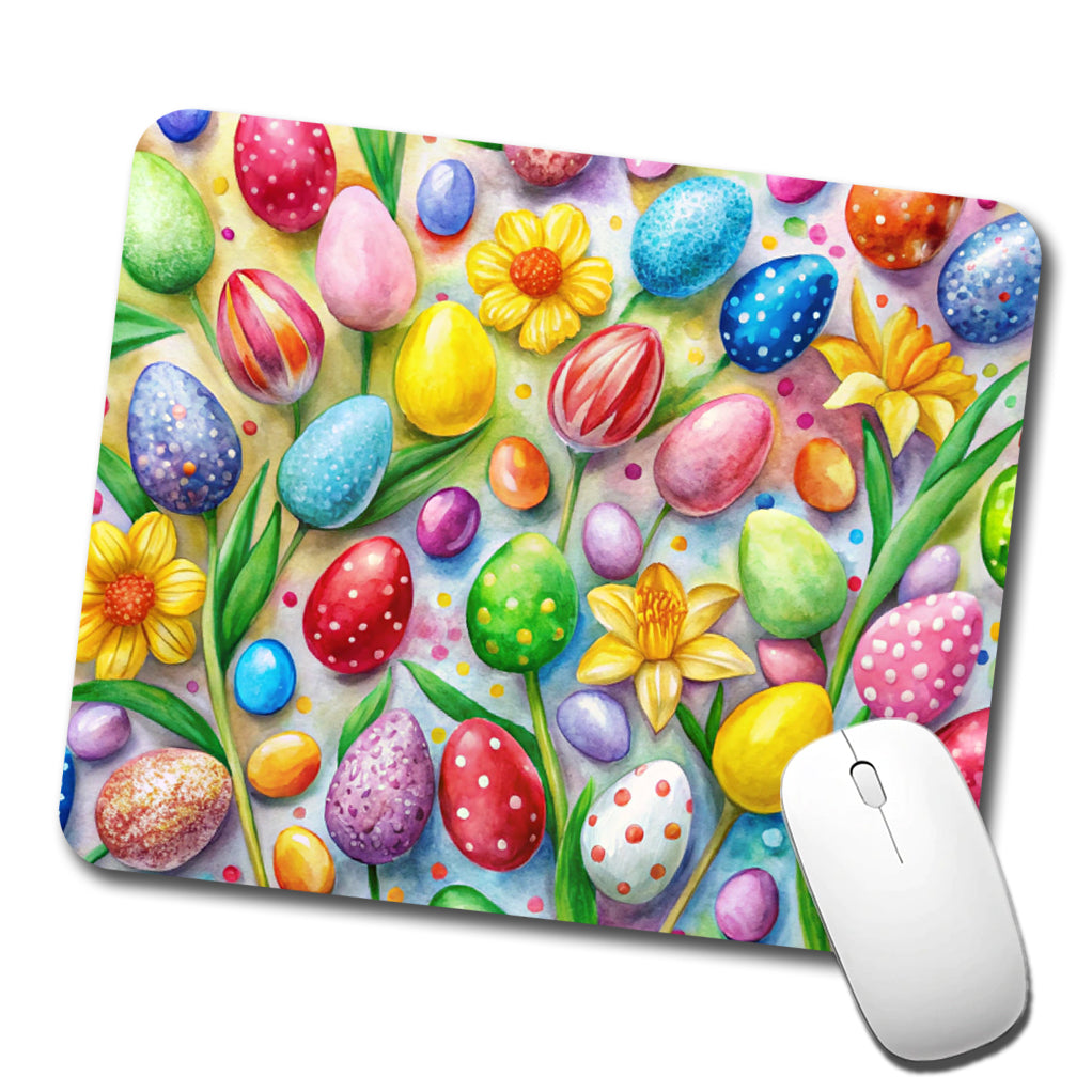 Easter Candy Eggs Flowers Low Profile Mouse Pad Mat