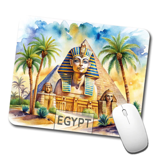 Egypt Pyramids Sphinx Travel Country Watercolor Low Profile Mouse Pad Mat