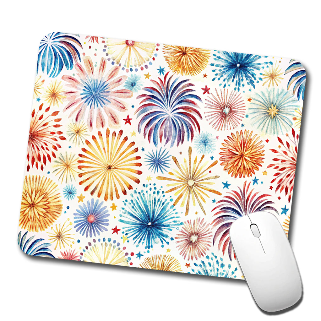 Fireworks Colorful Patriotic Fourth of July Low Profile Mouse Pad Mat