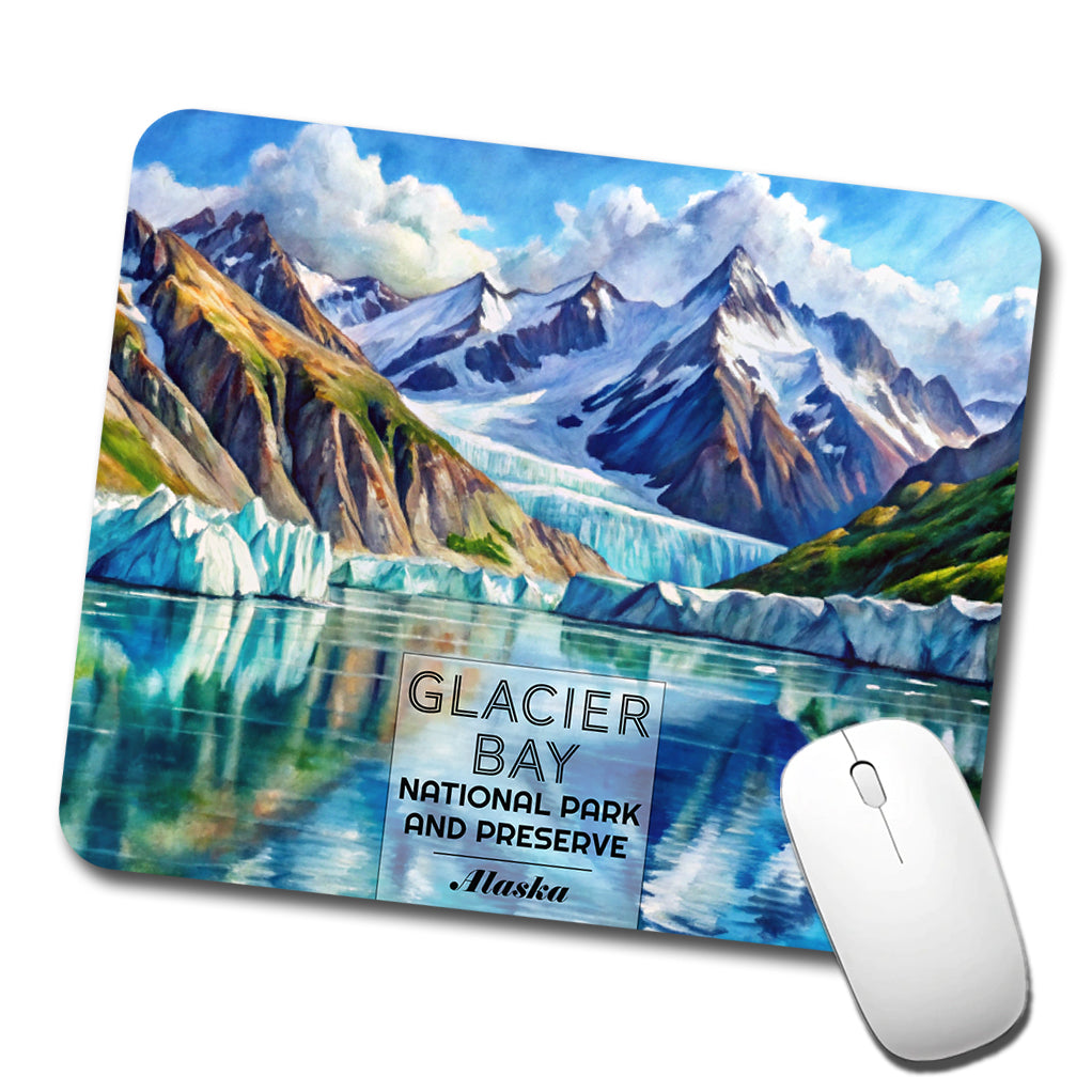 Glacier Bay National Park And Preserve Alaska Watercolor Low Profile Mouse Pad Mat