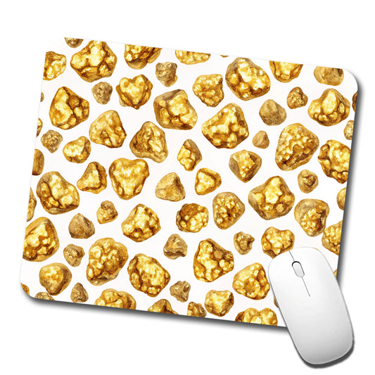 Gold Nuggets Pattern Watercolor Low Profile Mouse Pad Mat