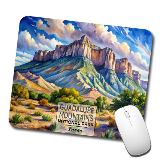 Guadalupe Mountains National Park Texas Watercolor Low Profile Mouse Pad Mat