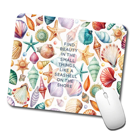 Inspirational Beauty In Small Things Shells Scattered Beach Low Profile Mouse Pad Mat