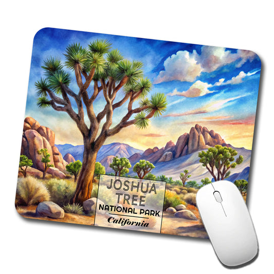 Joshua Tree National Park California Watercolor Low Profile Mouse Pad Mat