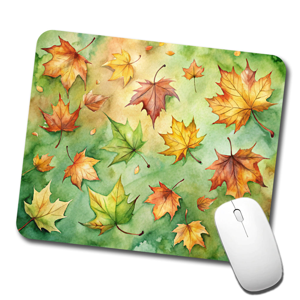 Leaves Green Background Watercolor Low Profile Mouse Pad Mat