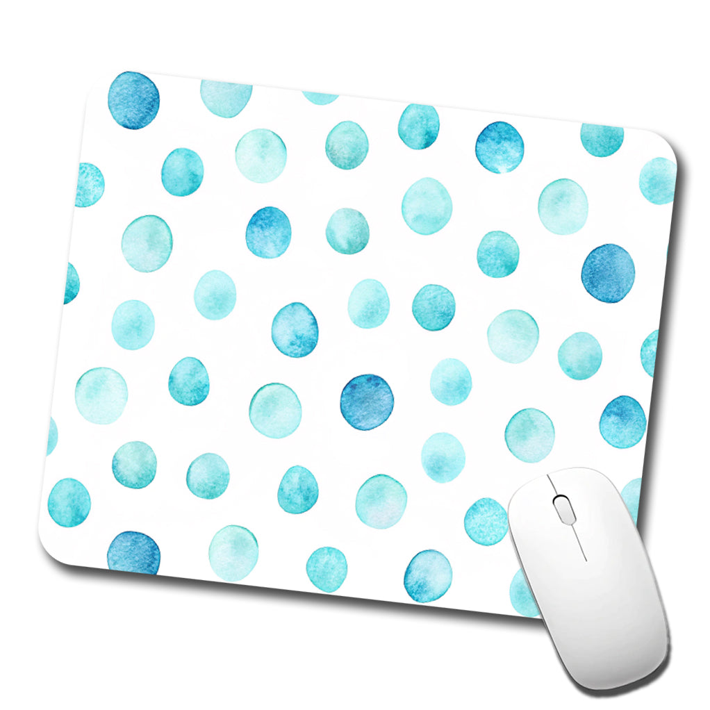 Light Blue Polka Dots White Low Profile Mouse Pad Mat
