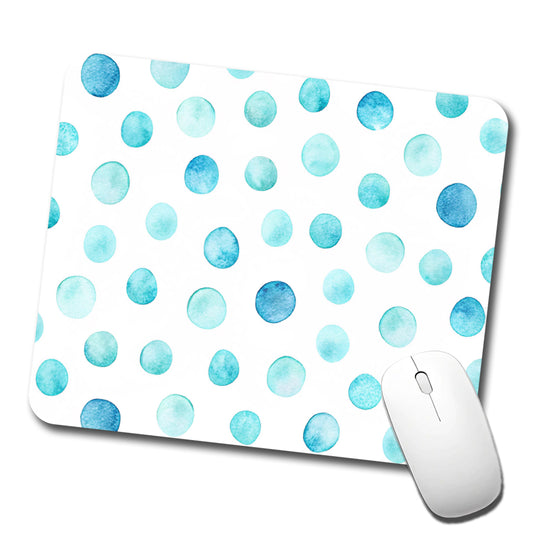 Light Blue Polka Dots White Low Profile Mouse Pad Mat