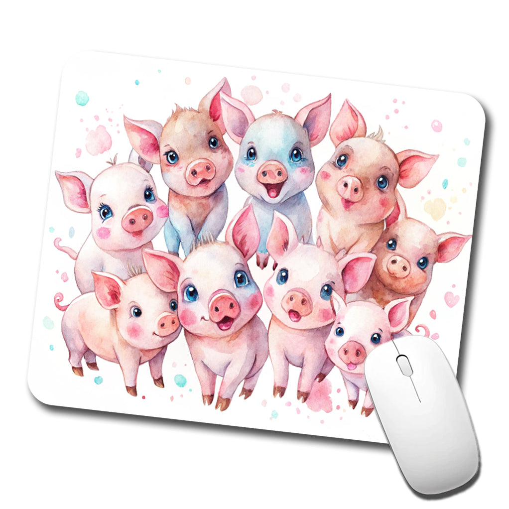 Lots Of Cute Pigs Watercolor Low Profile Mouse Pad Mat