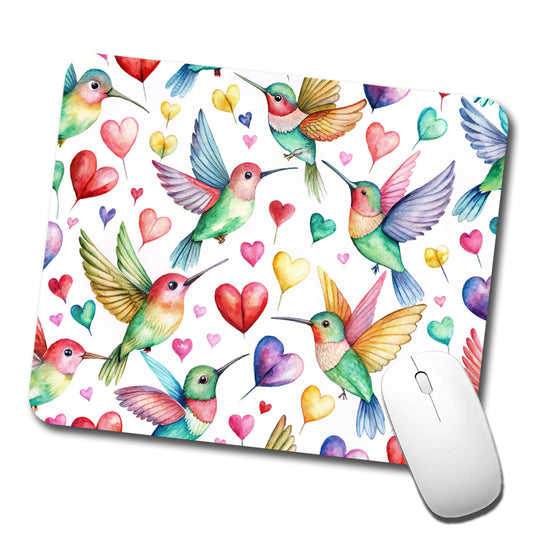 Lots Of Hummingbirds And Hearts Low Profile Mouse Pad Mat
