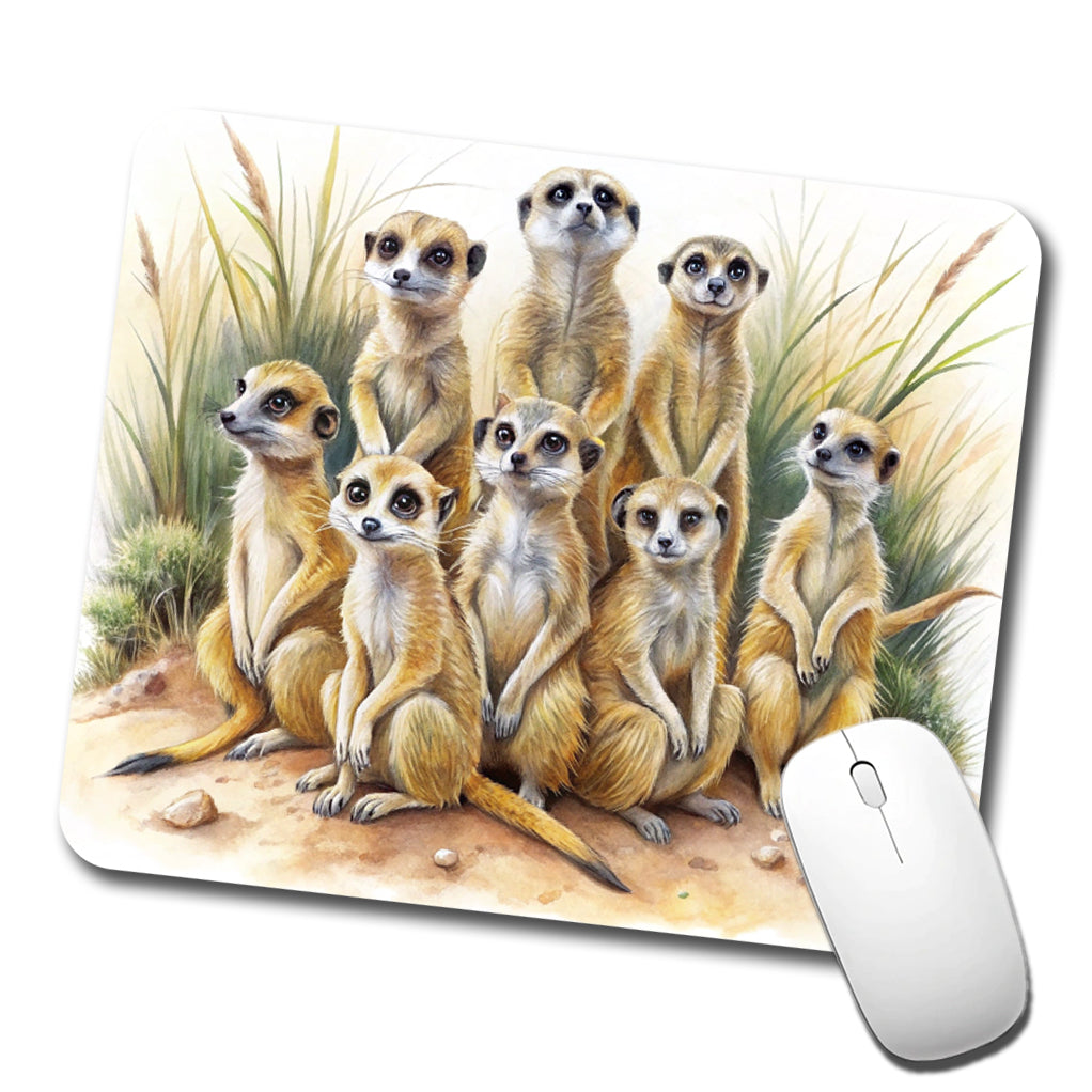 Lots Of Meerkats Watercolor Low Profile Mouse Pad Mat