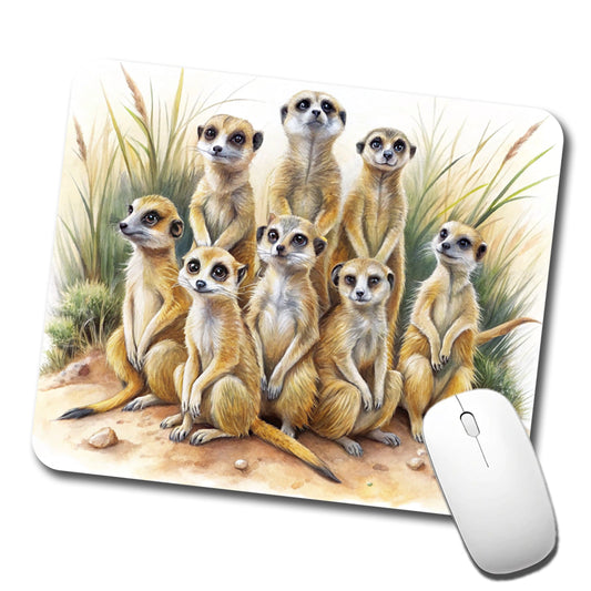 Lots Of Meerkats Watercolor Low Profile Mouse Pad Mat