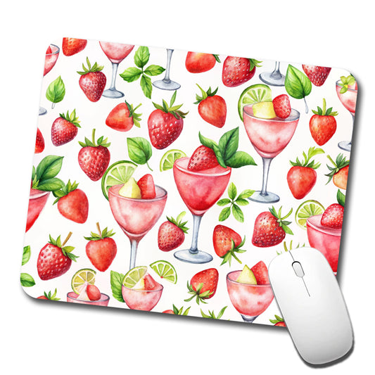 Lots Of Strawberry Daquiris Alcohol Low Profile Mouse Pad Mat
