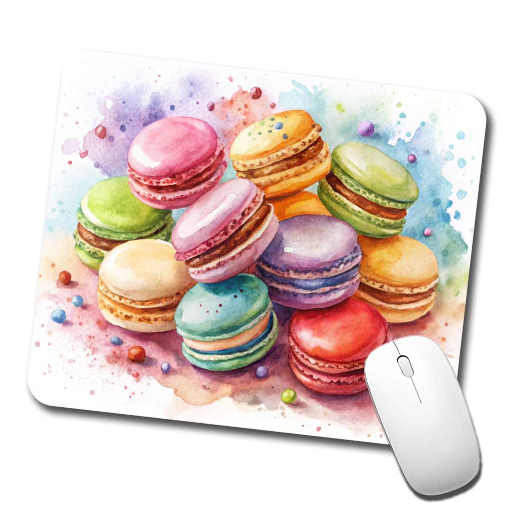Macaron Cookies Watercolor Low Profile Mouse Pad Mat