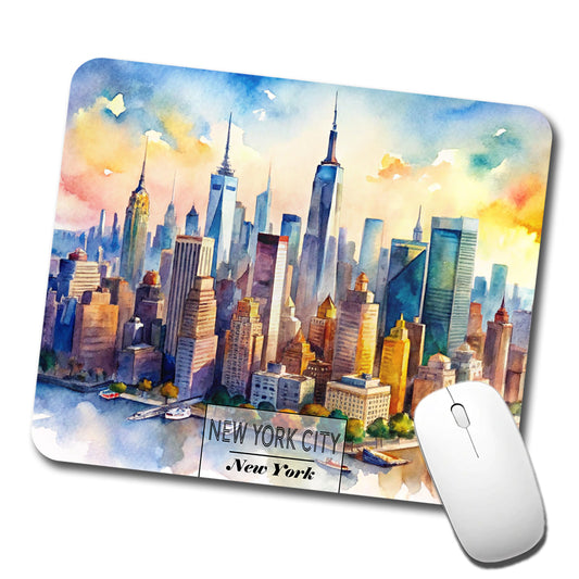 New York City NYC Travel Watercolor Low Profile Mouse Pad Mat