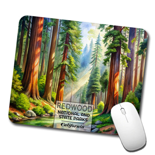 Redwood National Park California Watercolor Low Profile Mouse Pad Mat