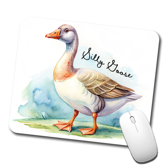 Silly Goose Funny Watercolor Low Profile Mouse Pad Mat